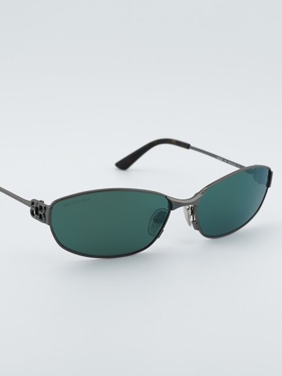 Balenciaga BB0336S 005 Unisex Sunglasses Grey Oval Frame, Green Lenses main image 10